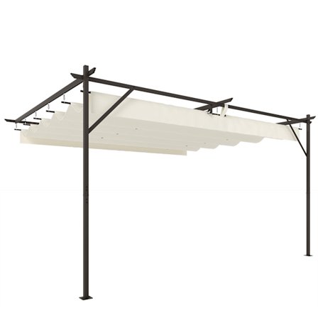 Pergola säädettävällä katolla, 4x3m, seinäkiinnitys, UV30+ -suoja