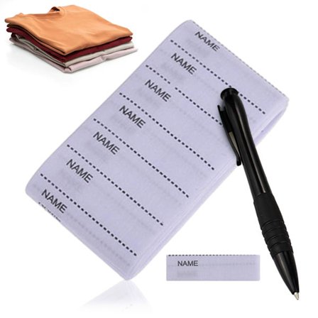 Strykbara Namnlappar för Kläder 200st Tvättbara med Penna