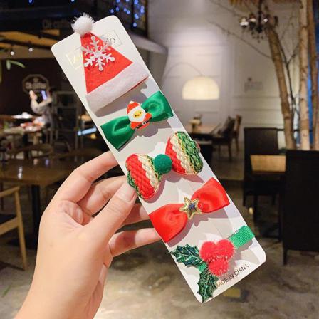 Set Med Hårclips Med Jultema Julgran Tomte Stjärna Snögubbe Red Santas Hat