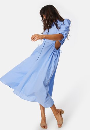 Bardot Cut out midi shirt dress Blue/Striped Klær