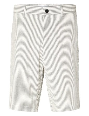 Slhregular-Karl Seersucker Shorts White Selected