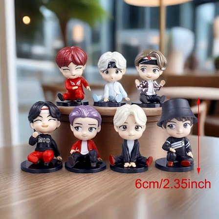 7 koreanske kjendisfigurer, trendy tegneseriefigur-samleobjekter for romdekorasjon, Halloween og høytidsgaver