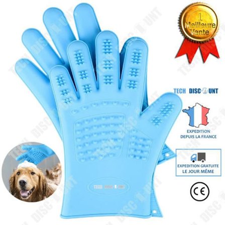 Toilettehandske - TD - Blid massage - Økologisk silicone - Til hund og kat - Blå