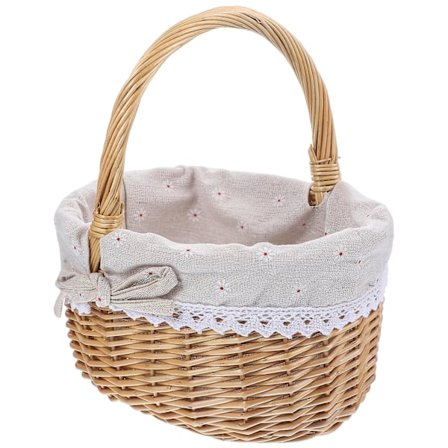 1 stk Flettet Kurv Lagringskurv Med Linduk For Bryllup Piknik FestBY
