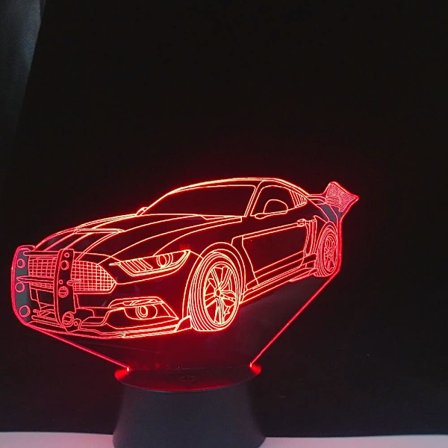 3D Racerbil Natlys Bordsklampe Optisk Illusion Lamper 7 Farveskiftende Lys LED Bordlampe Julegave Hjem Kærlighed Fødselsdag Børn Børn Gave