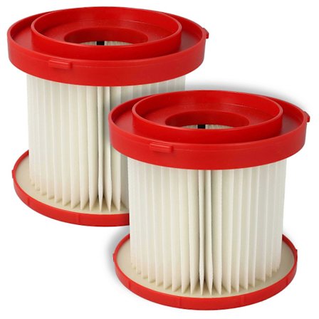 2-pack vakuumfilter kompatibla med Milwaukee M12 FVCL M18 FPOVCL M18 VC2 M18 VC2-0 dammsugare - HEPA-filter i rött och vitt (FMY)