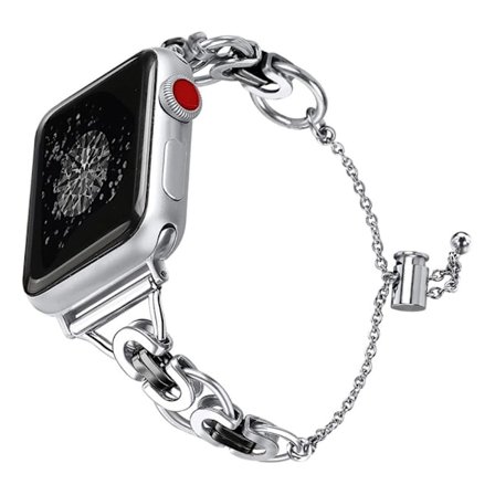 Apple Watch (41mm) klockarmband i rostfritt stål med enkel cirkel - Silver Och Svart