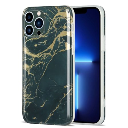 Marmormotiv iPhone 13 Pro Max skal - Svartaktig Grön