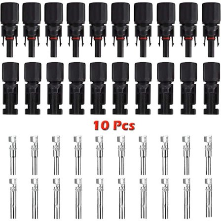 TRAMILY M-C-4 Solar Connector, Solar Cable Connectors M-C-4 Male/Female Connector Double Seal Rings for Better Waterproof Effect (10 Par)