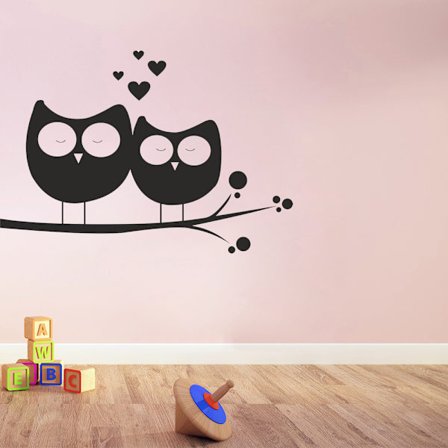 Sovande ugglor vinyl vägg klistermärke