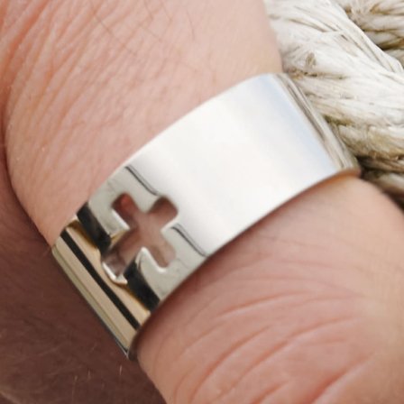 Leonid Silver-Tone Gravel Ring for Men - Steel rings