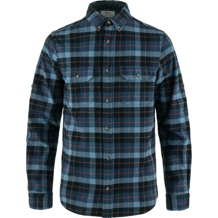 Fjällräven Men's Singi Heavy Flannel Shirt in Dark Navy/Indigo Blue, Bio-Baumwolle | Size: Small