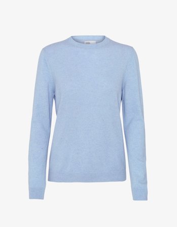 Women Light Merino Wool Crew - Polar Blue - M