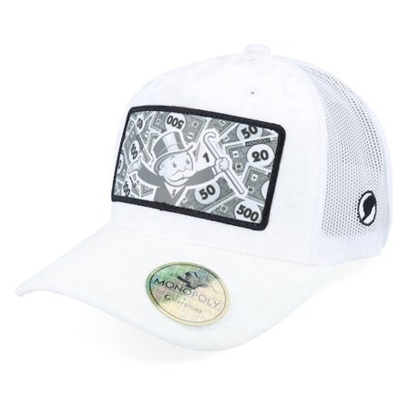 Monopoly - Blanc trucker Casquette - Monopoly Man B/W White Velvet Trucker @ Hatstore