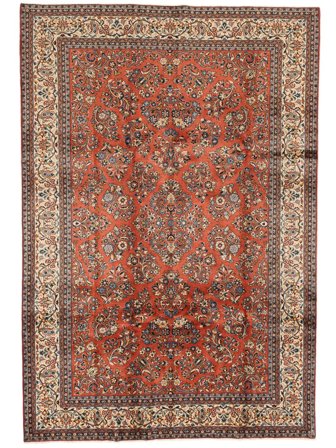 Handgeknüpft Persischer Sarough Fine Teppich 208X305 Dunkelrot/Braun