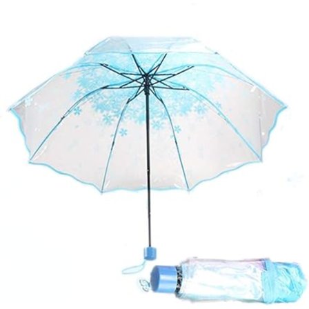 Transparent Sammenklappeligt Paraply Kirsebærblomster Klart Paraply Gennemsigtigt Regn Sammenklappeligt Paraply