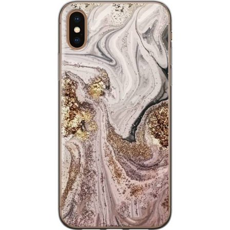 Kompatibelt Mobildeksel til Apple iPhone XS Beige guldmarmor luksuriøs design med myke linjer og metallisk glans inspirert av elegant interiørstil