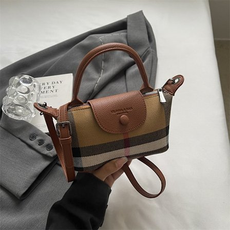 Ny rutig handhållen enkel axelväska, enkel koreansk mini high-end crossbody dumpling-väska