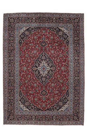 Tapis Kashan 290X401 Noir/Rouge Foncé Grand (Laine, Perse)
