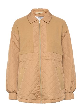 Slfnorma Quilted Teddy Jacket W Brown Selected