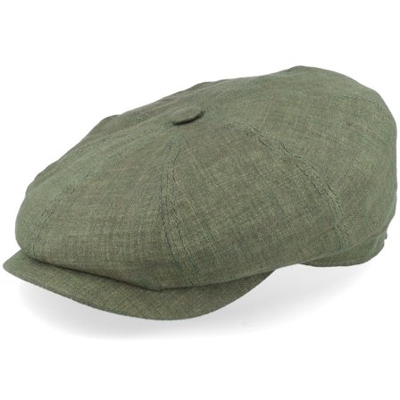 Stetson - Green flatcap Czapka Z Daszkiem - Hatteras Linen Olive Flat Cap @ Hatstore