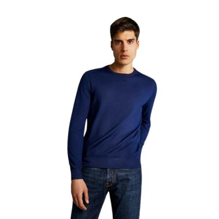 Fay, Round-neck Knitwear Blauw, Heren, Maat:XL