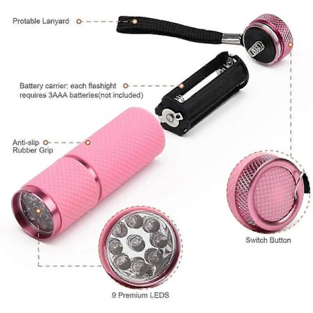LED Ficklampa Liten Stark Ficklampa med 9 LED-lampor Portabel Lampa Nageltork med Nagelgel -Sy
