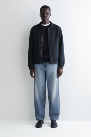 COS Men's Jersey Harrington Jacket in Blue