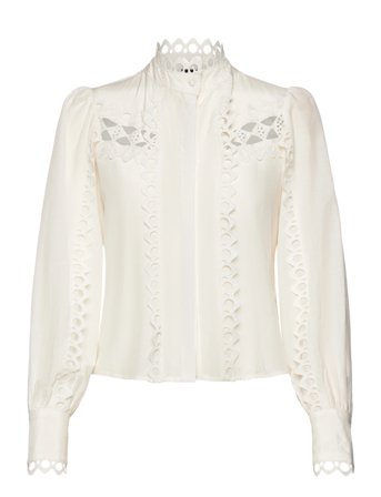 Gina Tricot Embroidery Anglaise Shirt - Cream - L