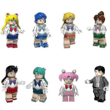 8 kpl Sailor Moon Moon Hare Mizuno Ami Koottava Rakennuspalikka Minifiguuri Lelu