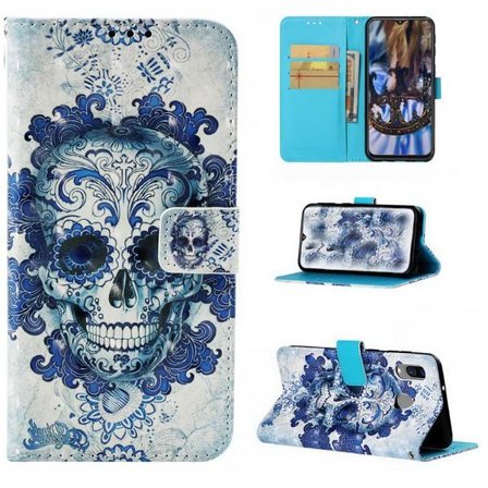 Lompakkokotelo Samsung Galaxy A20e - Pääkallo