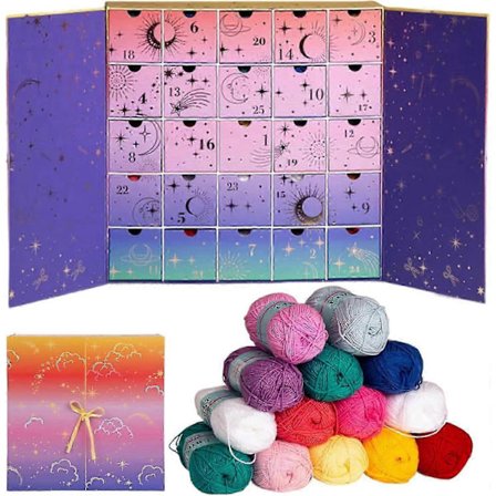 2025 Hækle Adventskalender, 25 Dage med Hækleprojekter med Tutorials, Uldgarn Adventskalender 2025, DIY Håndværk Jule Adventskalender til Jul