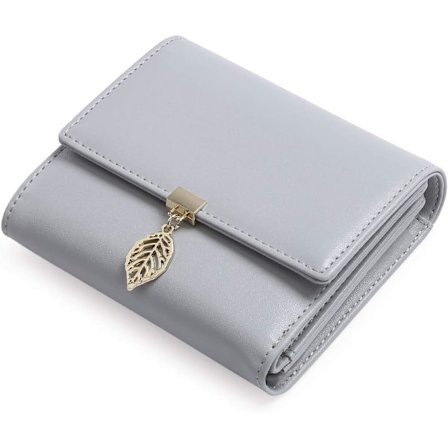 Damepung i PU-læder med udsøgt bladvedhæng, lynlås