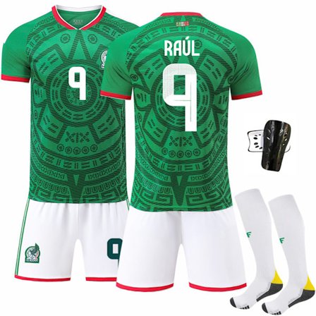 2025–2026 Mexico VM Hjemme Barn Voksen Fotballdrakt Sett Nr.14 Nr.16 Nr.9 Raúl Nr.22 Lozano Grønn