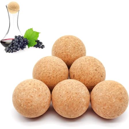 6 kappaletta viinikorkkipalloa, puinen korkkipallo tulppa, 2,4 tuumaa