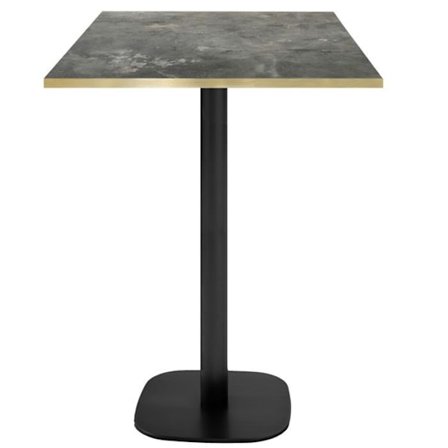 Barbord 60 x 60 cm - Rund model, metallisk sten med messingkanter