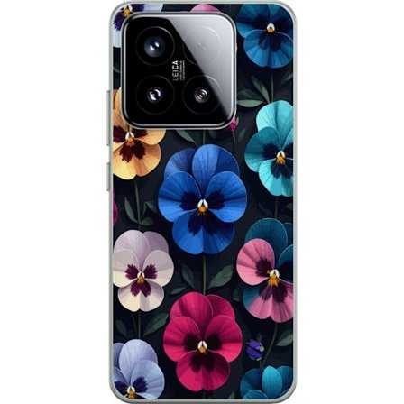 Kompatibelt Mobildeksel til Xiaomi 15 Dekorativt blomstermønster med fargerike pensélignende blomster og mørk elegant bakgrunn