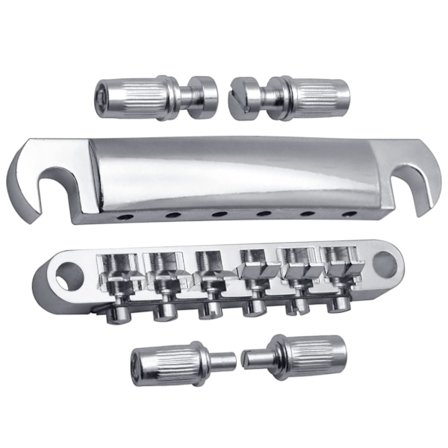 Silver Electric Guitar Tune O-Matic Stjärtstycke och set med dubbar Monteringstillbehör Gitarrbytesdelar