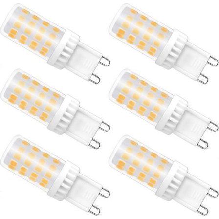 Himmennettävä G9 LED-lamppu, 4W vastaa 40W halogeenia, 480 LM, lämmin valkoinen 3000K, standardi G9-kanta, 360 asteen pyörimiskulma, 6 kpl