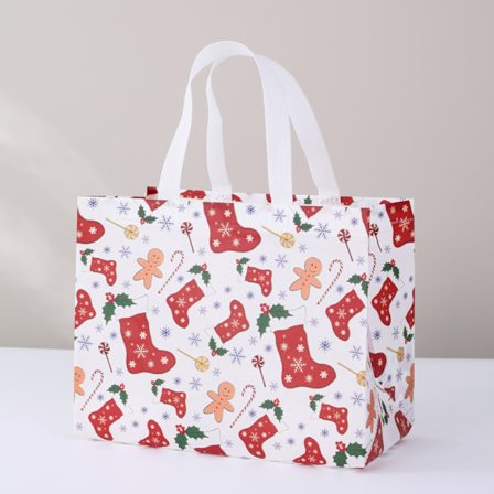 Suuret joulukassit (2 kpl), uudelleenkäytettäviä, kahvoilla, kuitukangasta, kokoontaitettavia ja vedenpitäviä.