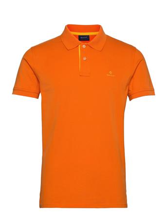 Contrast Collar Pique Ss Rugger Polos Short-sleeved Orange GANT