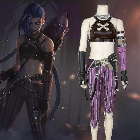 Crit Loli Jinx Kostym Loose Cannon Cosplay Outfit Damkläder Halloween Karneval Kostym-WELLNGS Without wig M