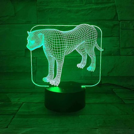 Animal Panther 7 Farveskiftende Natlampe LED 3D Bordlampe Til Soveværelse (FMY)