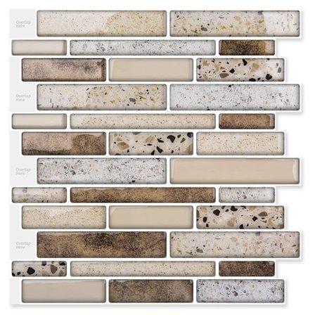 Skrell og lim murstein kjøkken backsplash selvklebende veggfliser steindesign, 4 ark