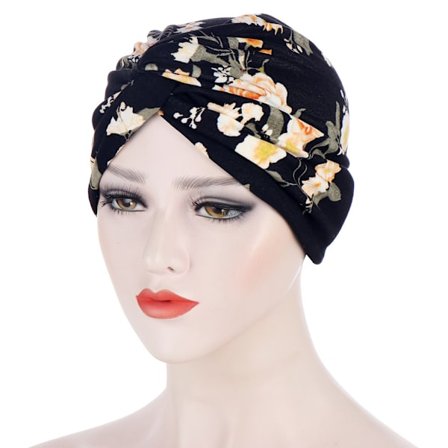 Kvinner India Hat Floral Trykt Muslimsk Ruffle Kreft Chemo Hat Lue Wrap Cap(3)