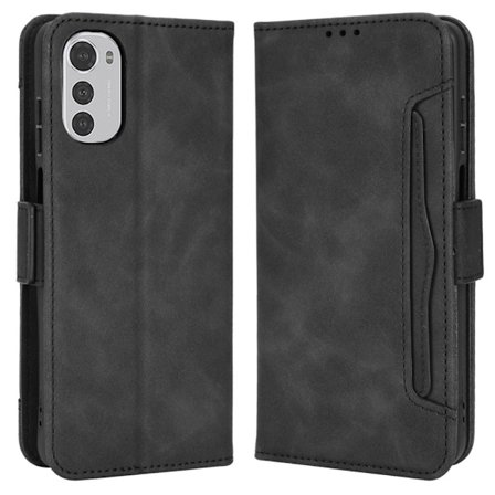 SKALO Motorola Moto E32/E32s 6-lokeroa Lompakkokotelo - Musta