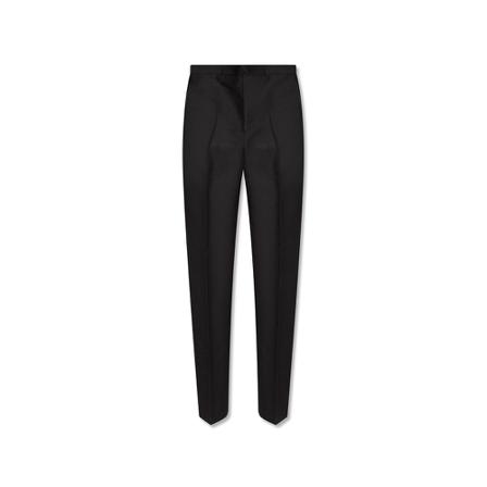 Versace, Wool pleat-front trousers Zwart, Heren, Maat:M,wol