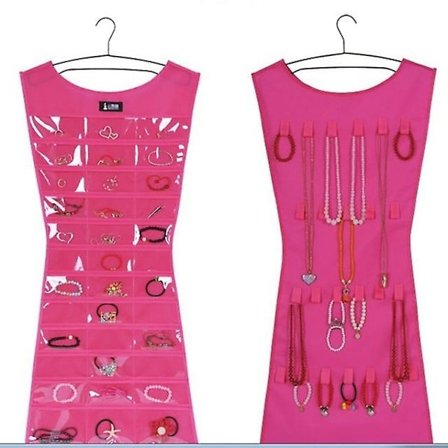 Hængende Smykkeopbevaringspose, Smykkeorganisator, Smykkeholder, Halskæde, Øreringe, Ring, Smykkeskrin (uden Bøjle) rød