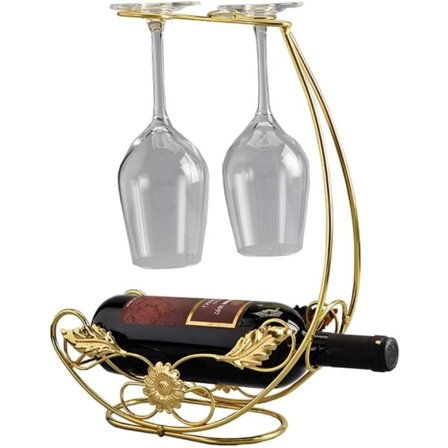 IC Metall Fritstående Bordsskiva Bägare Vinglas Opbevaringsstativ med 2 Kroge Vinkoppsdisplayholder Bronze #1