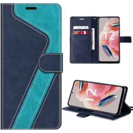 Etui til Xiaomi Redmi Note 12 4G, PU-lædermønstret etui med kortlomme og stativ, marineblå (ikke til Redmi 12)
